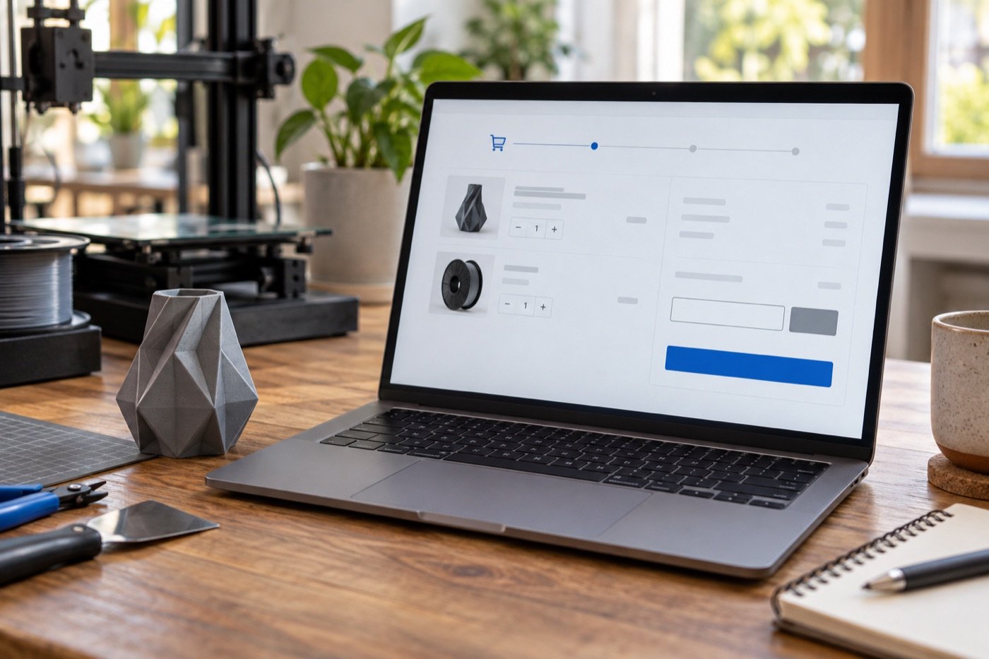 Generic 3D printing checkout screen with empty coupon field