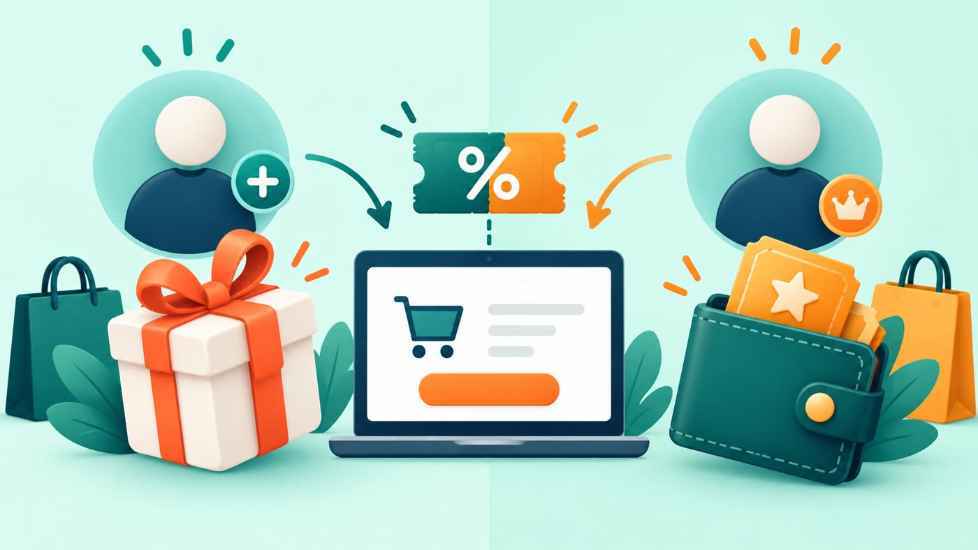 Illustration comparing new-user and existing-user coupon eligibility