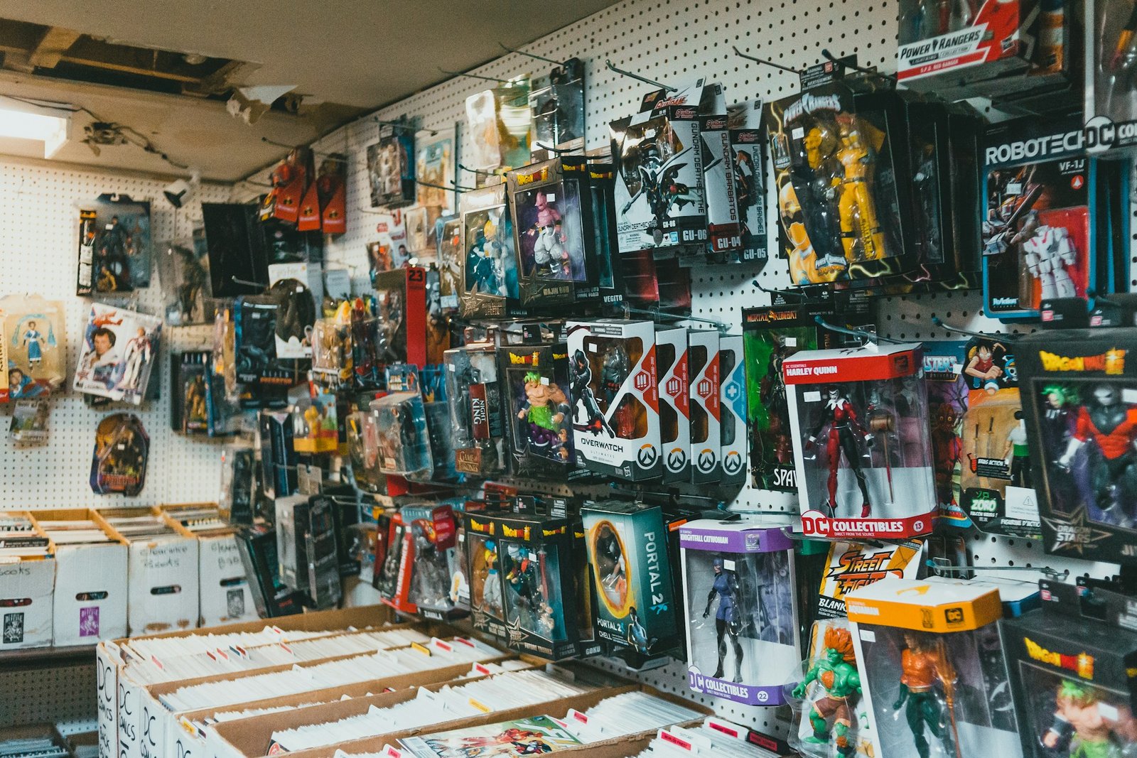 Colorful collectible figures arranged for display